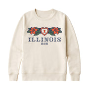 Illinois Mom Sweatshirt Tan Cross Stitch Heart Crewneck