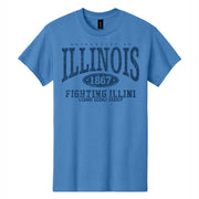 Illinois T-Shirt Blue/Navy Distressed Oval