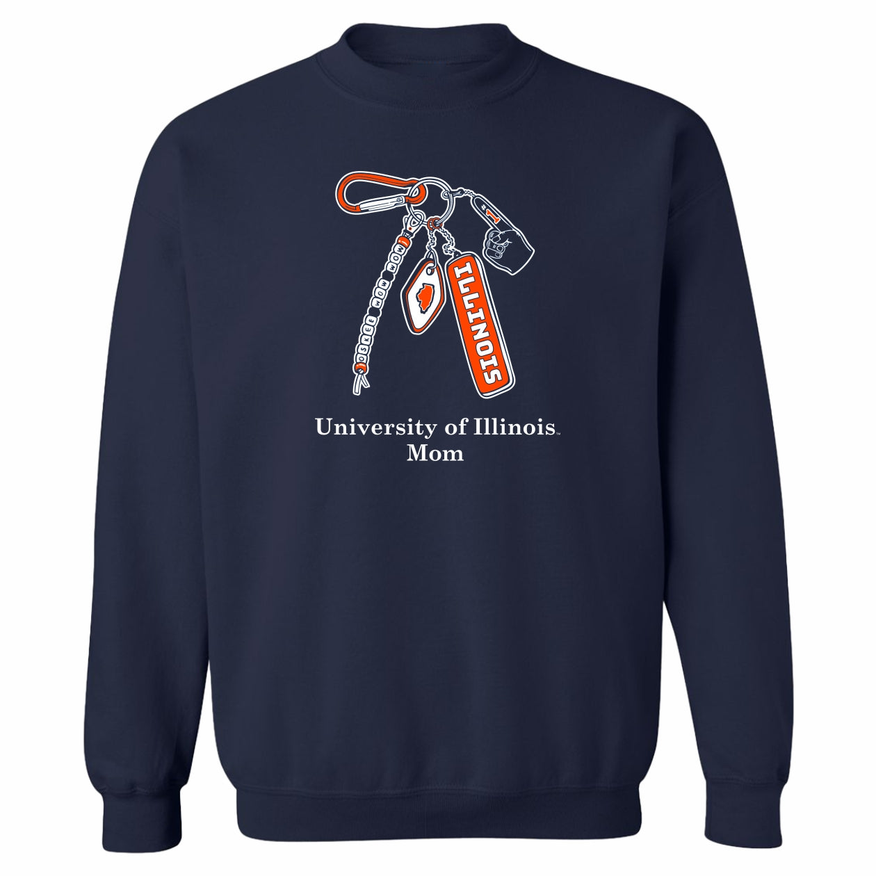 Illinois Fighting Illini Mom Sweatshirt Navy Keychain Crew
