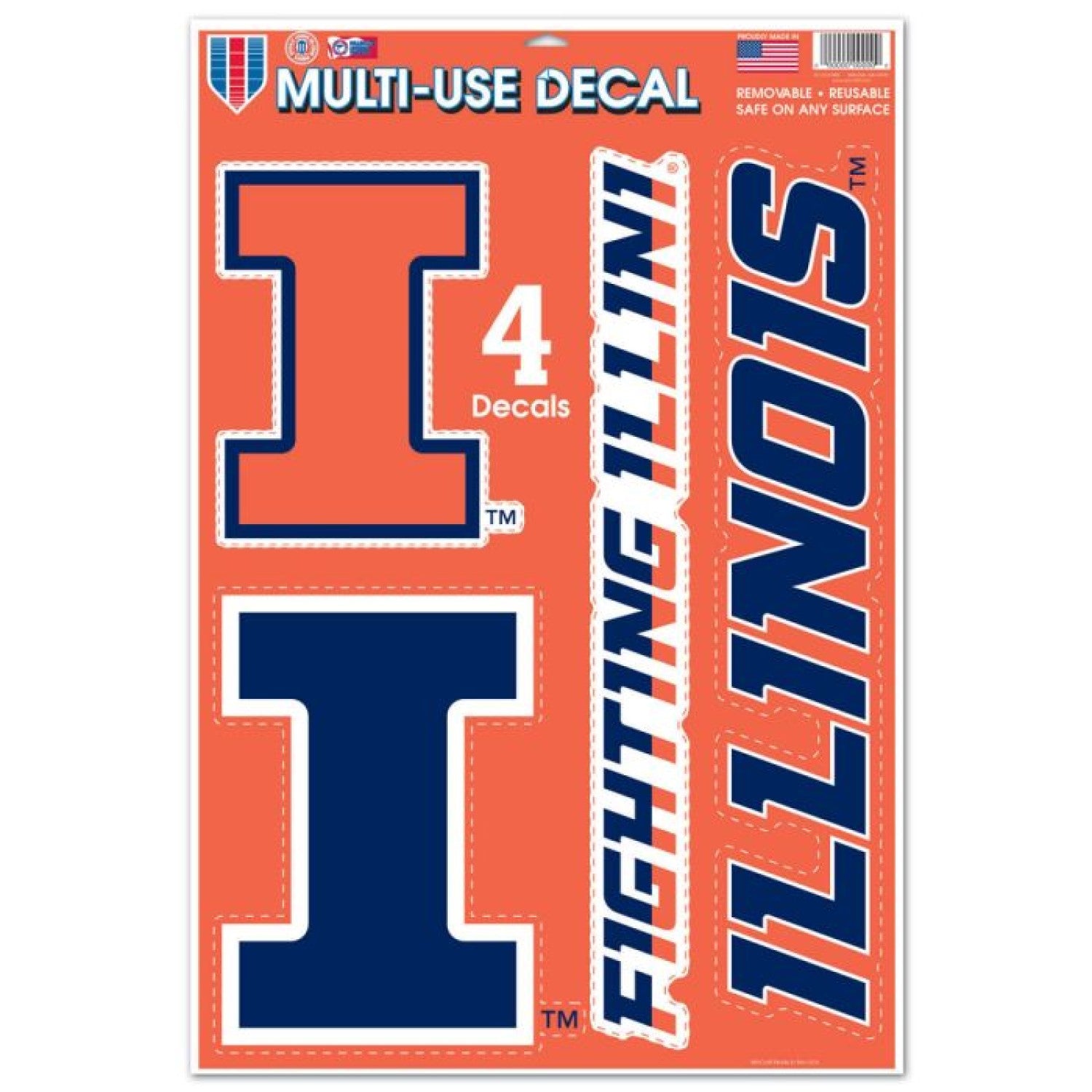 Illinois Fighting Illini Multi-Use Decal Set