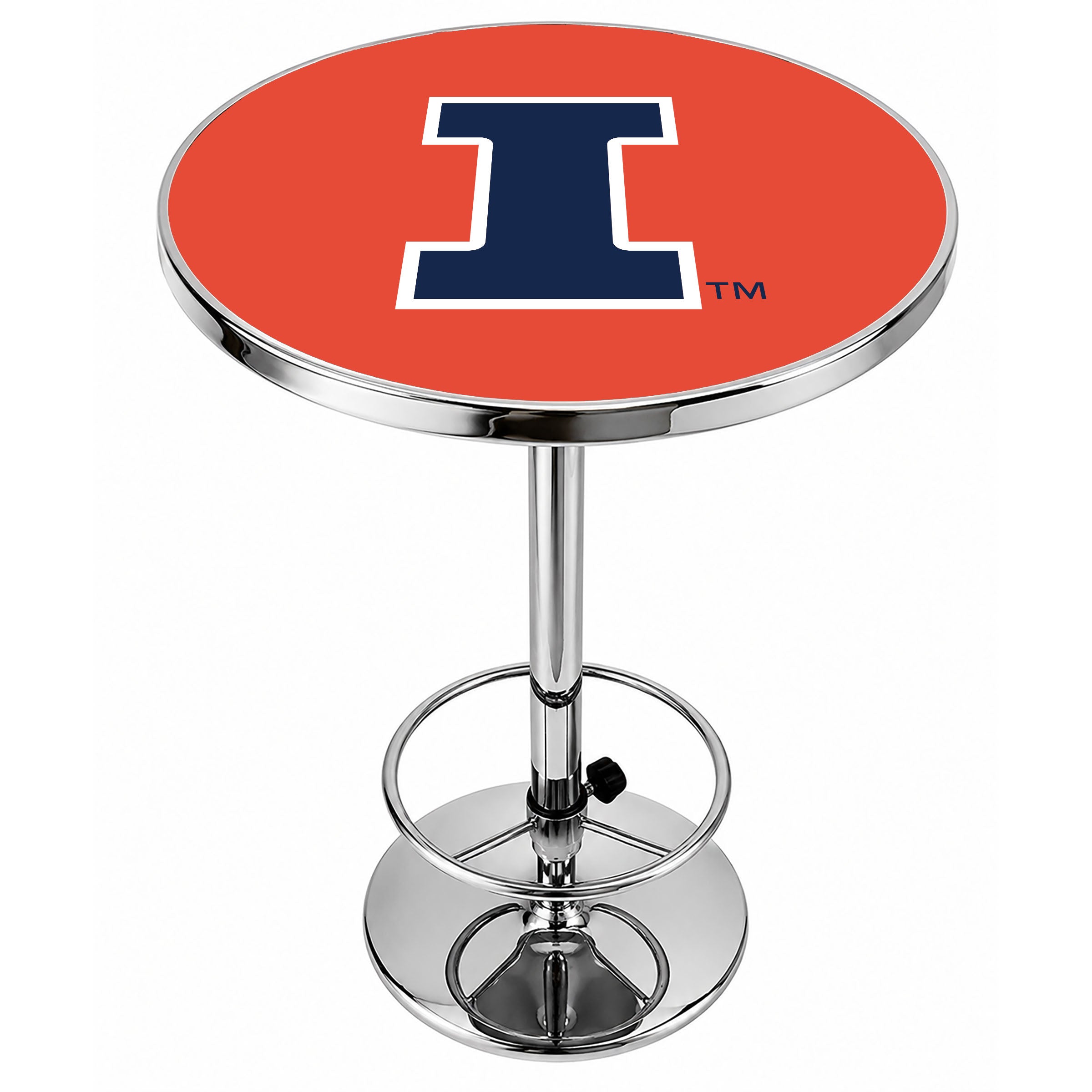 Illinois Fighting Illini Block I Chrome Pub Table - 27"x27"x33"