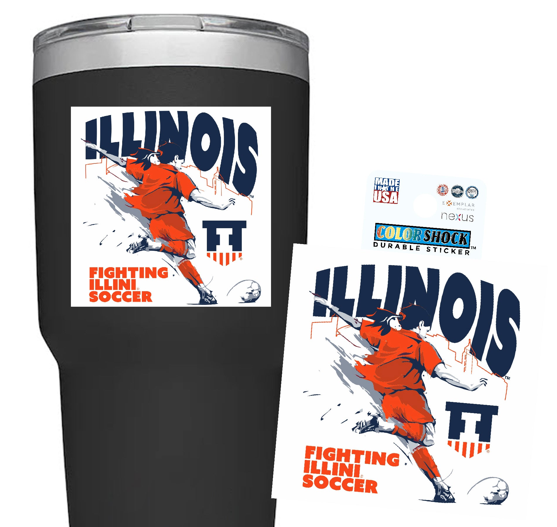 Illinois Soccer Abstract Sticker