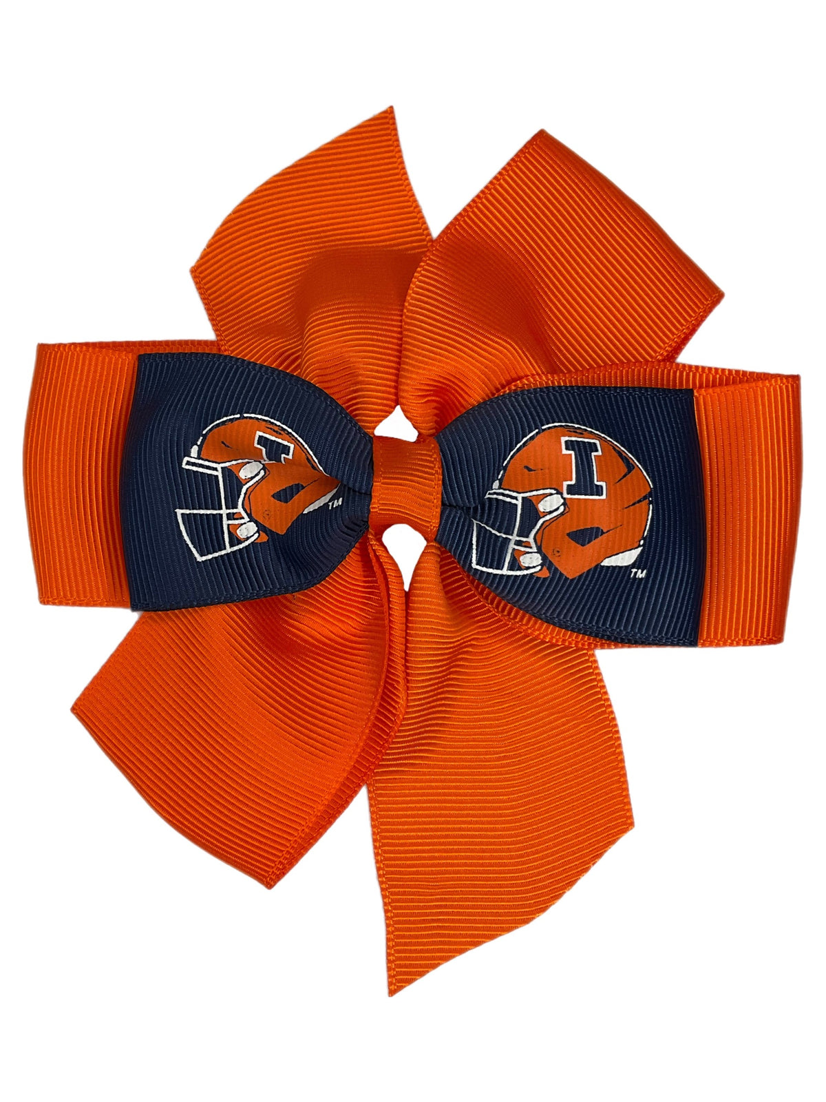Fighting Illini Navy & Orange Football Helmet Fan Bow