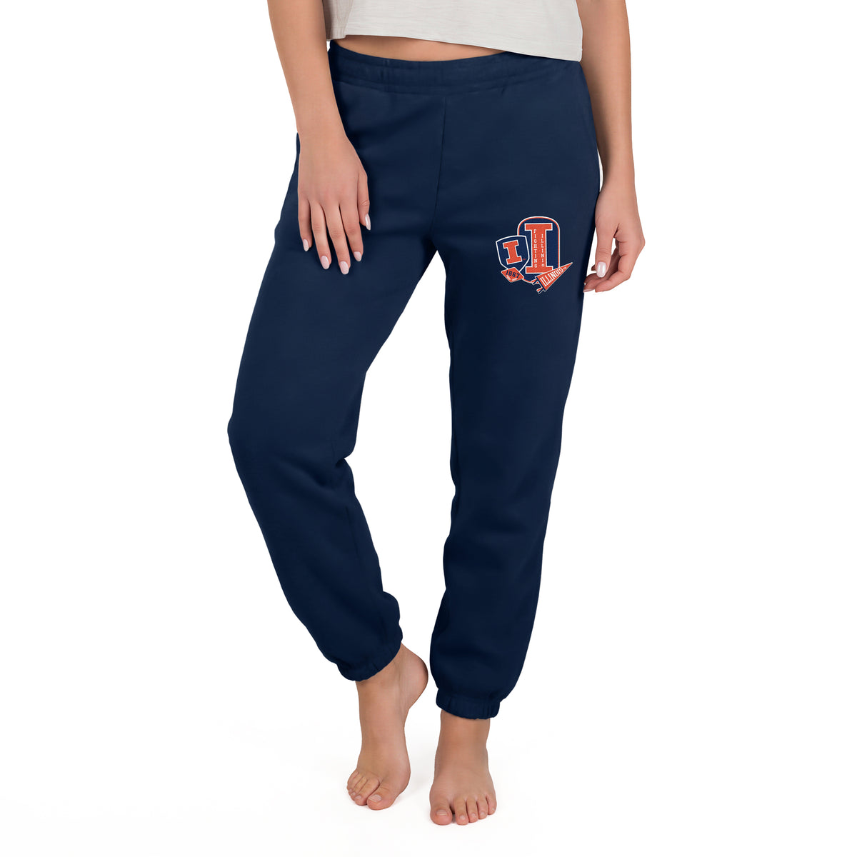 Illinois Fighting Illini Women's Navy Patched Joggers