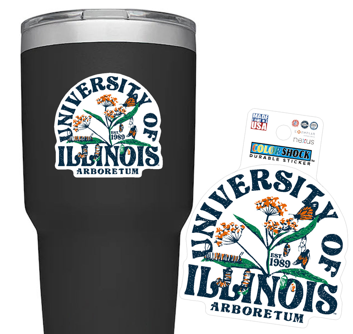 Fighting Illini Arboretum Floral Butterfly Decal