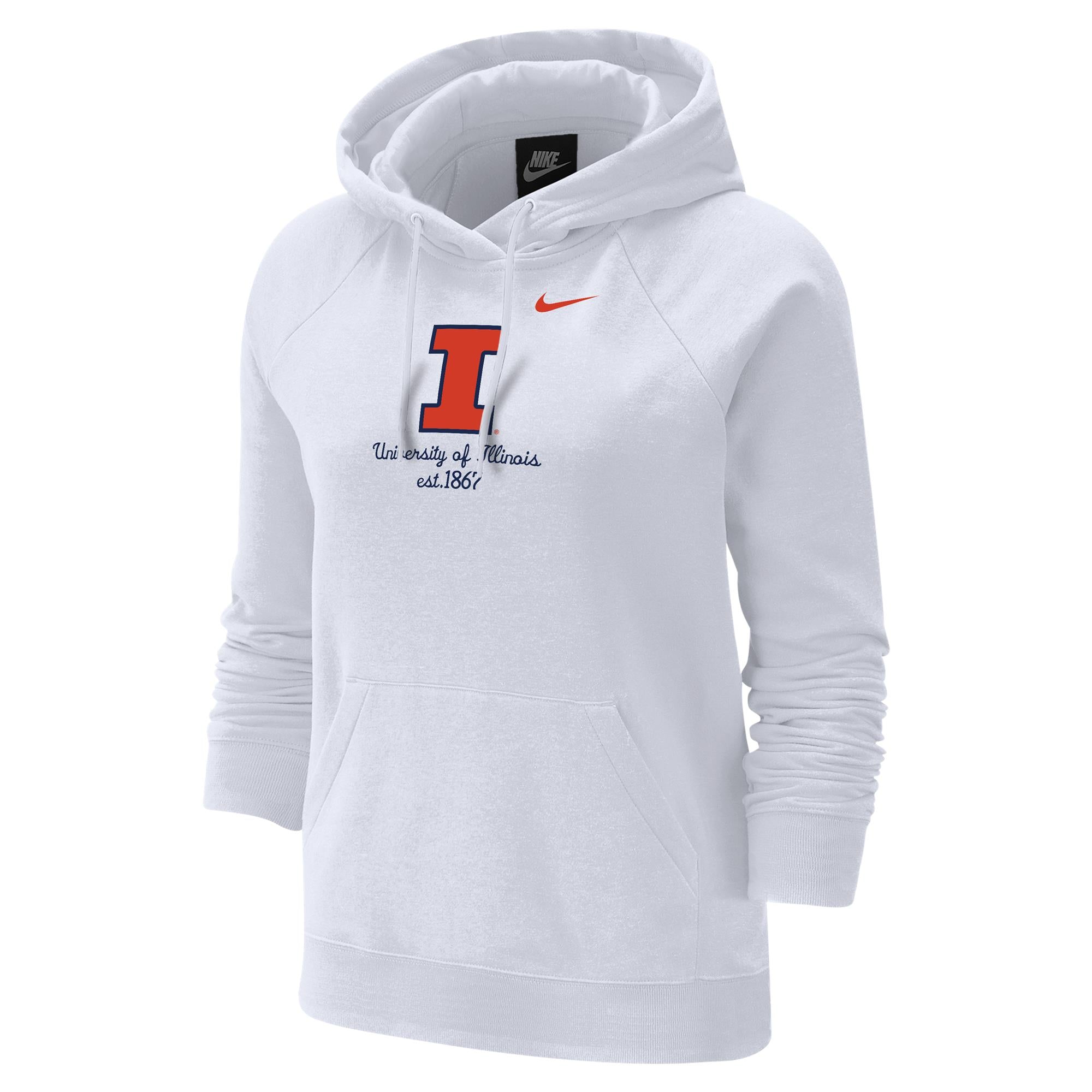 Illinois Hoodie Women's White Nike Block I Script