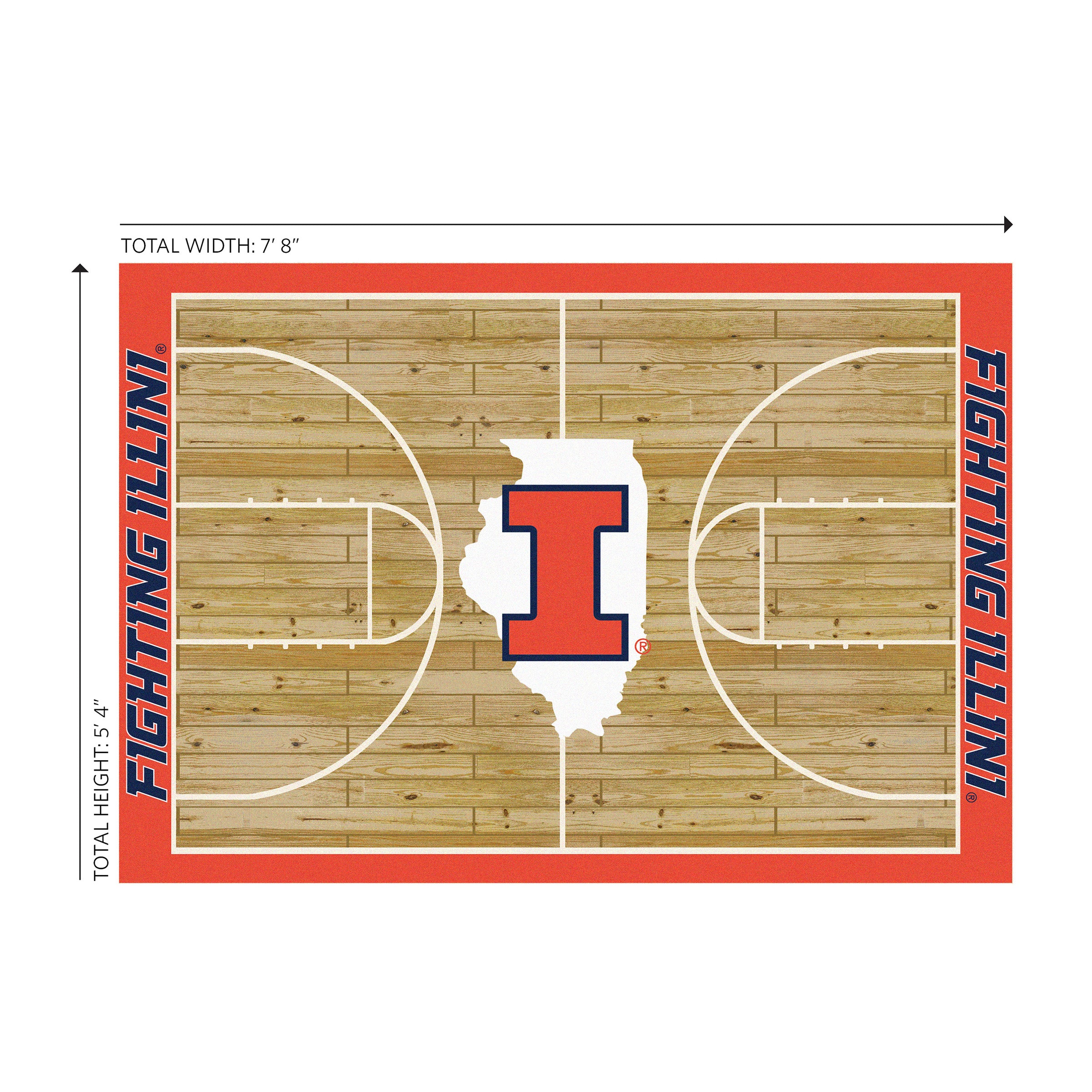 University of Illinois 6x8 Courtside Rug