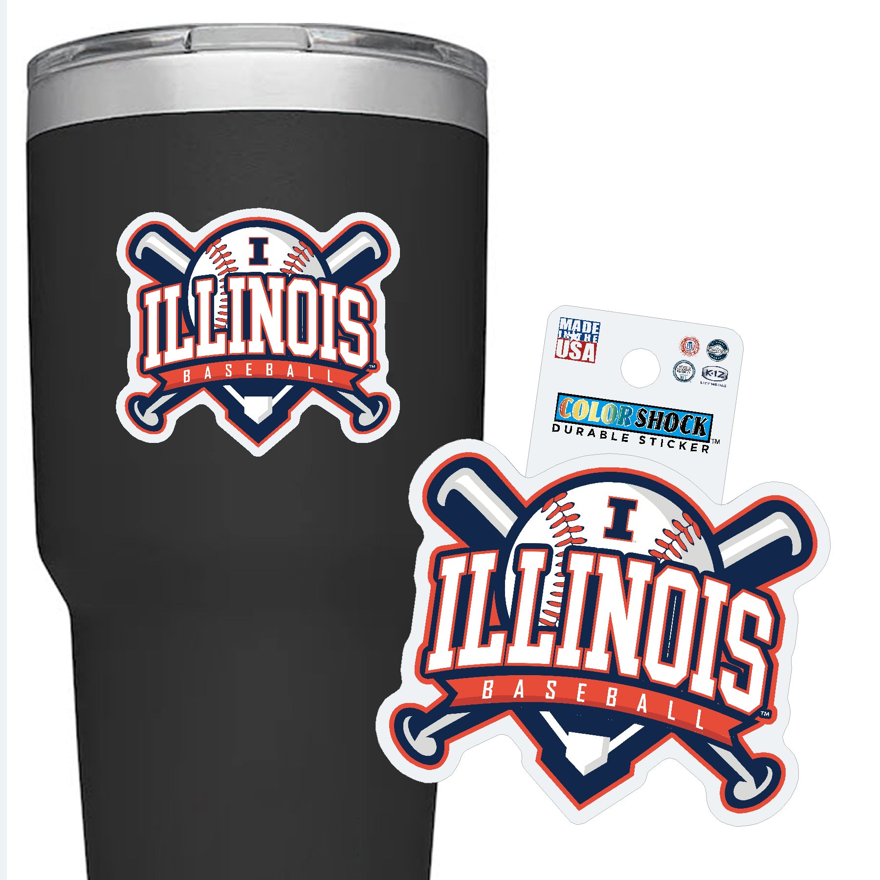 Illinois Fighting Illini Baseball Durable Decal