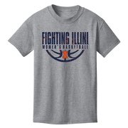 Illinois Fighting Illini Women's Basketball Splatter Youth Tee - Grey