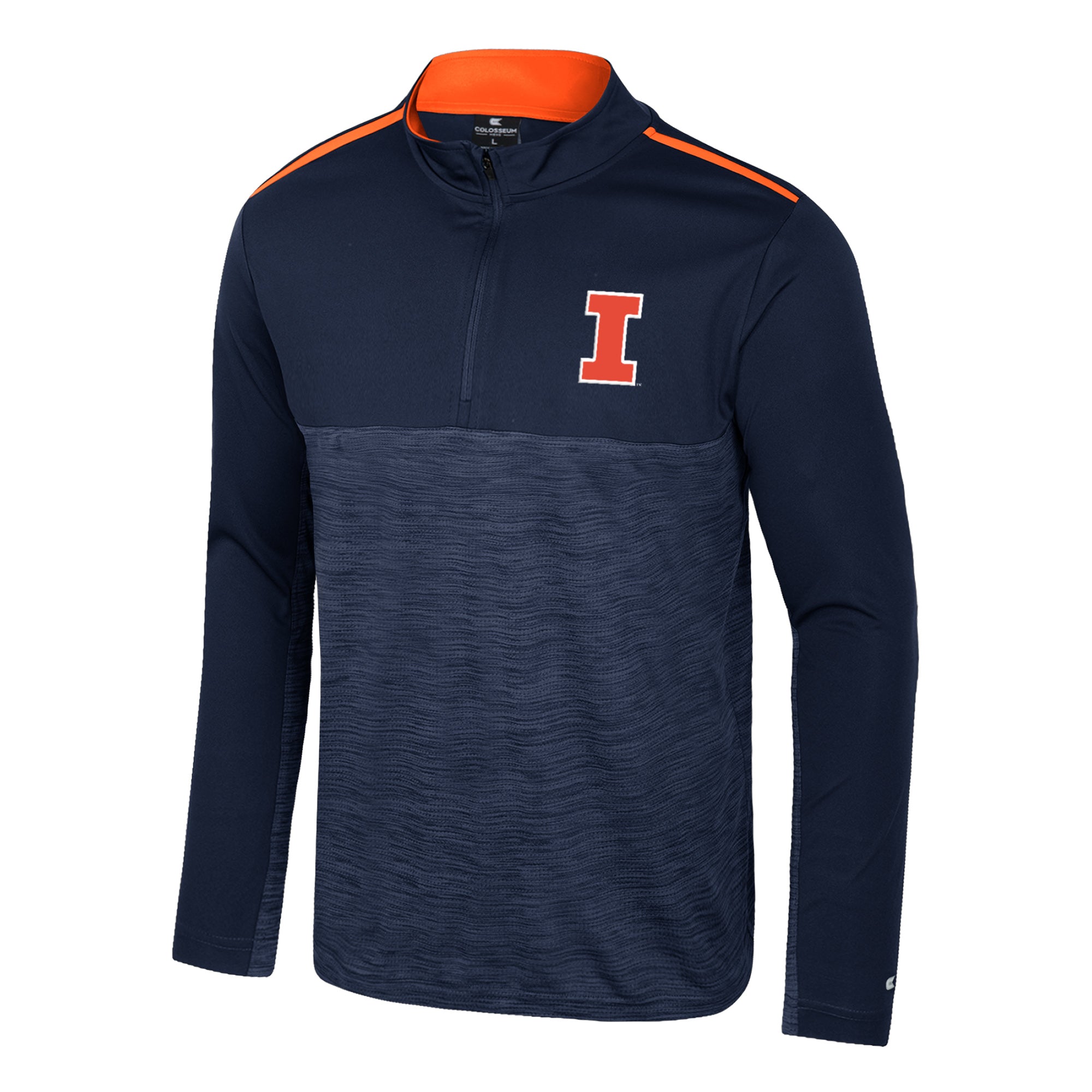 Illinois Quarter-Zip Men's Navy/Orange Heather Block I