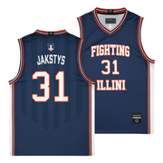 Illinois Fighting Illini NIL Basketball Jersey Navy Youth #31 Jakstys