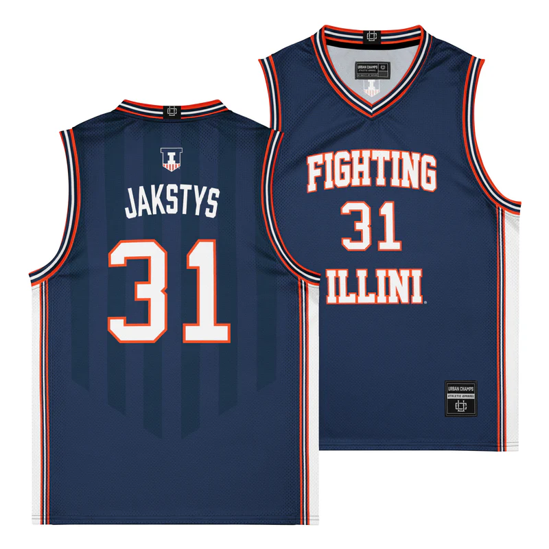 Illinois Fighting Illini NIL Basketball Jersey Navy Youth #31 Jakstys