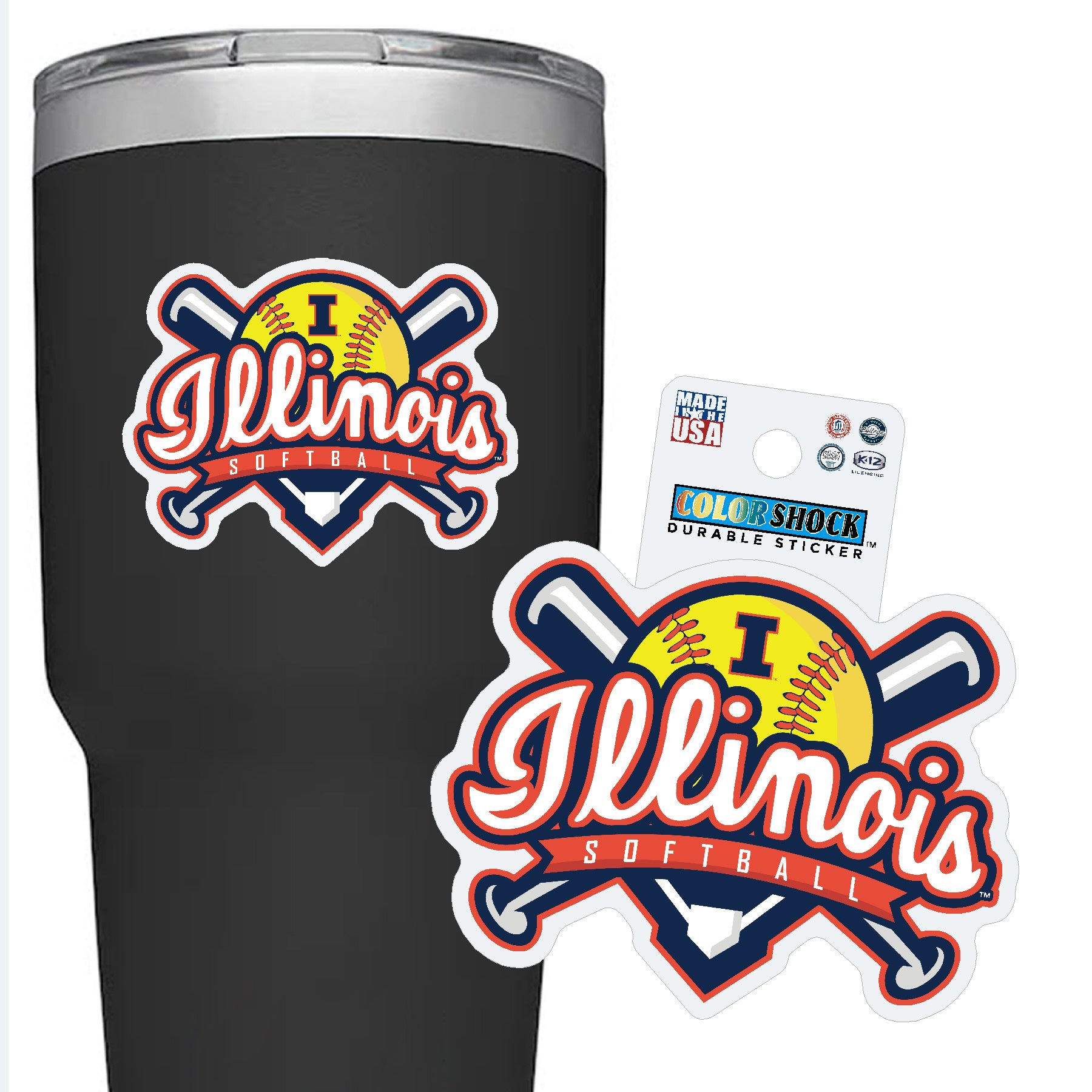 Illinois Fighting Illini Softball Durable Decal