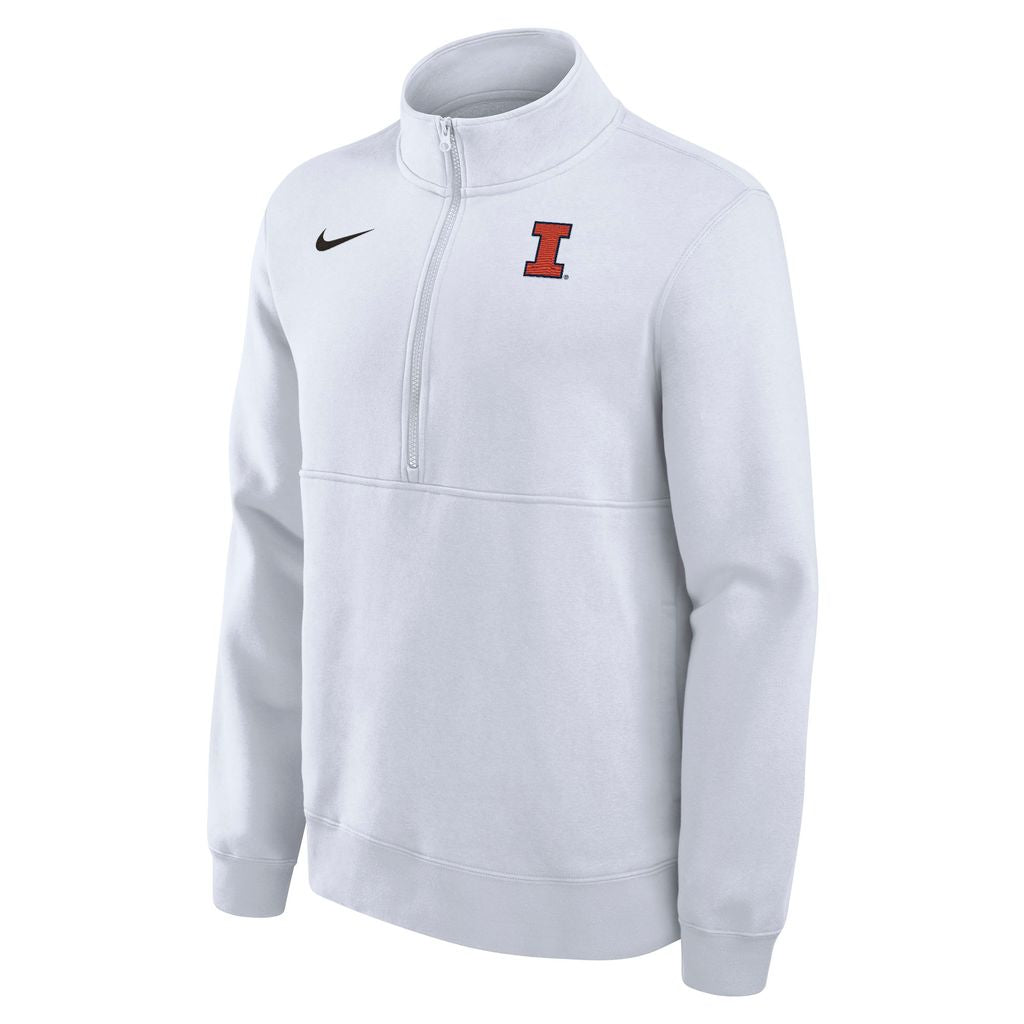 Illinois Fighting Illini Men's Nike White Club Fleece Quarter-Zip