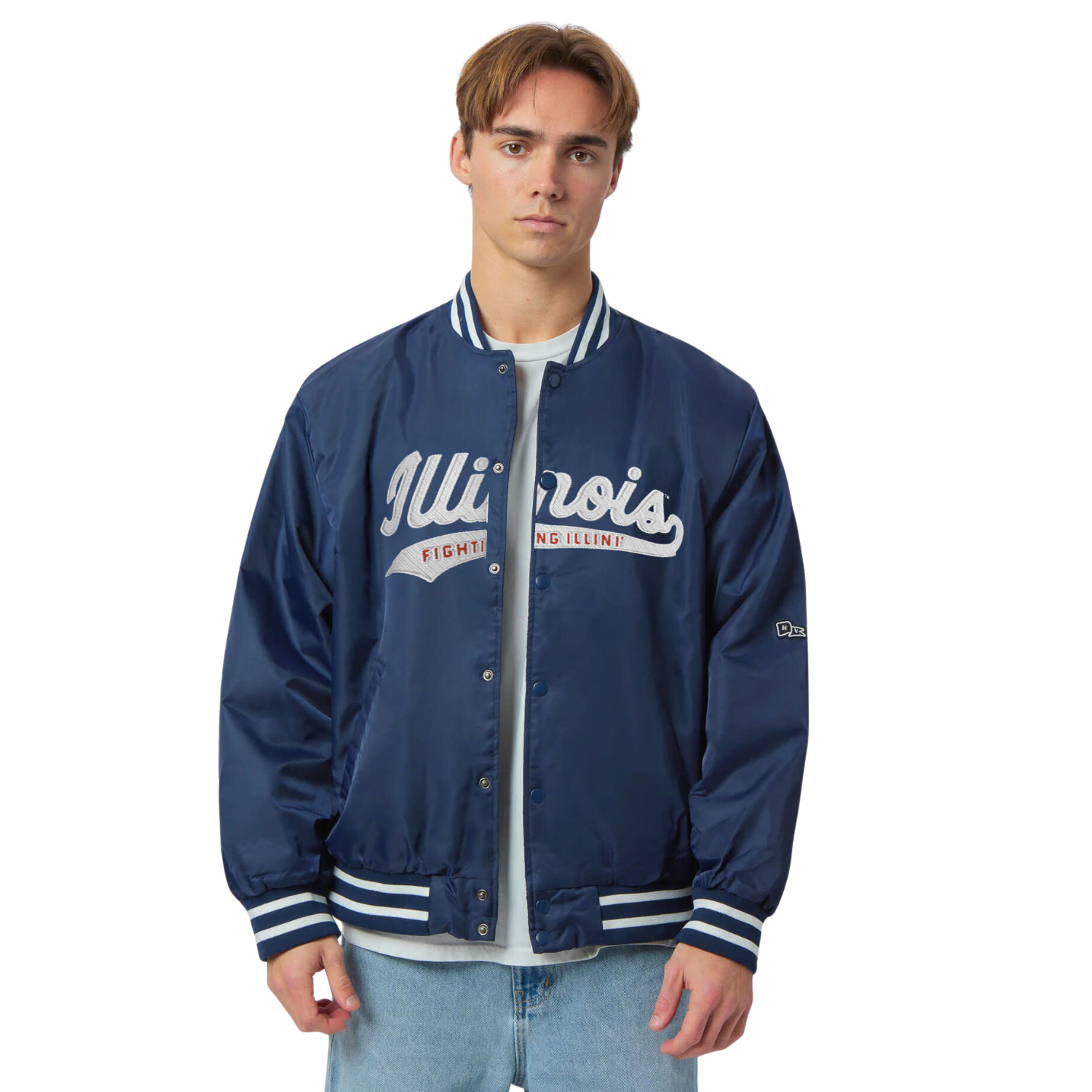 Illinois Varsity Jacket Navy/White Script Hype & Vice
