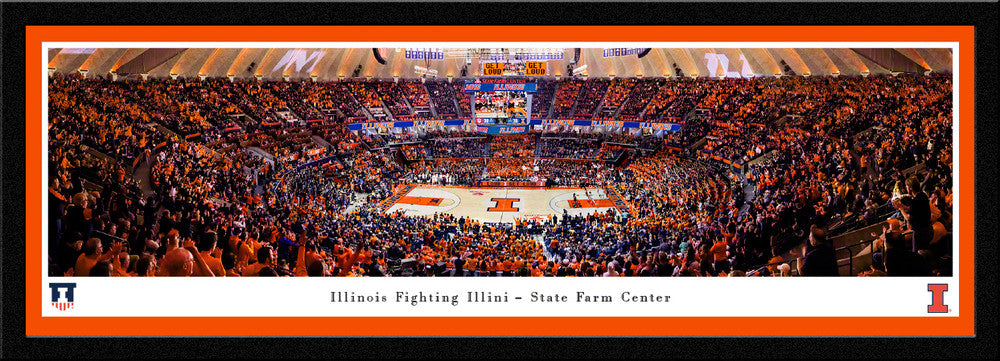 Illinois Fighting Illini Men's Basketball Panoramic Picture - State Farm Center Fan Cave Decor w/ Select Frame