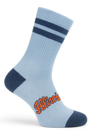 Fighting Illini Powder Blue Script Sock