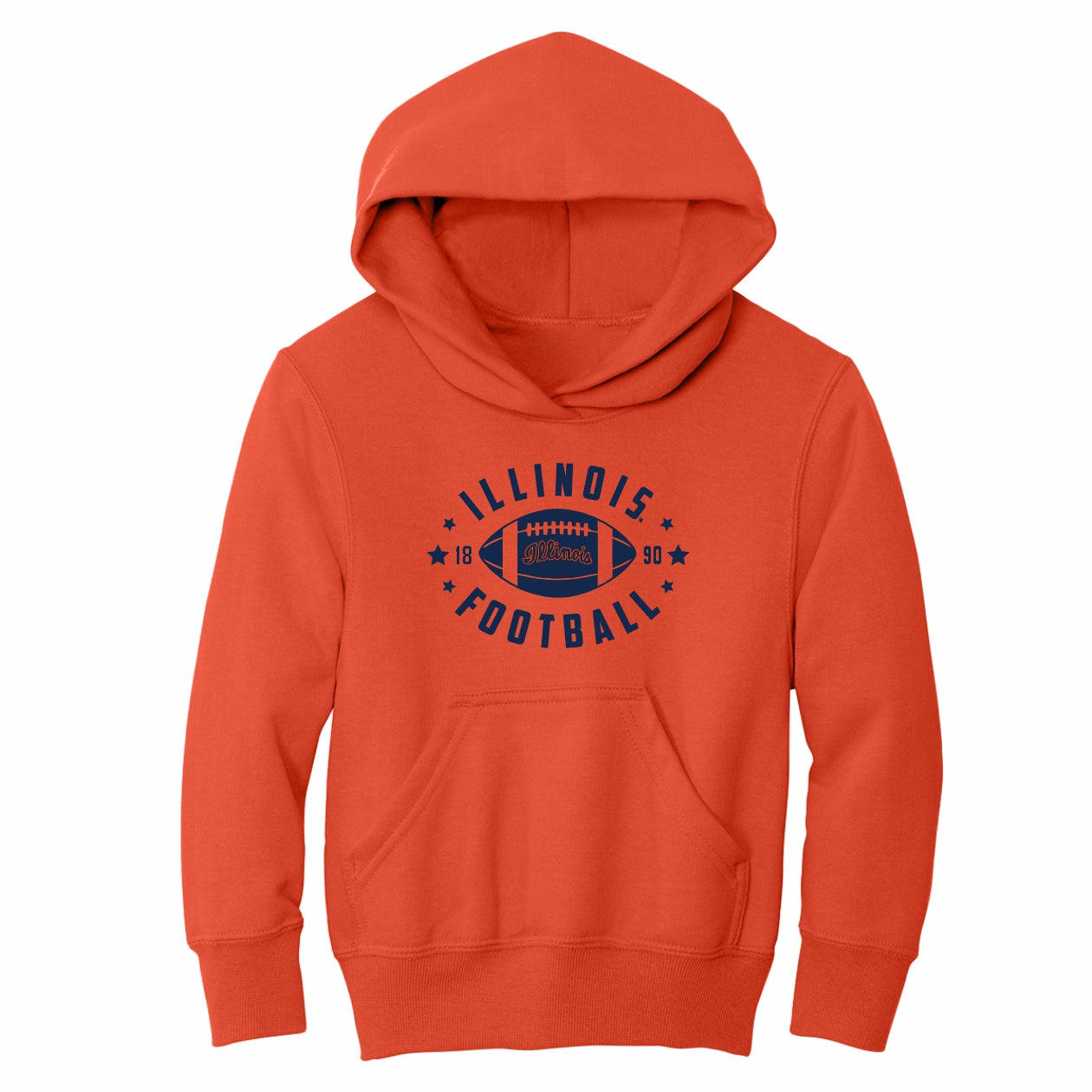 Illinois Football Hoodie Kids Orange Script Stars