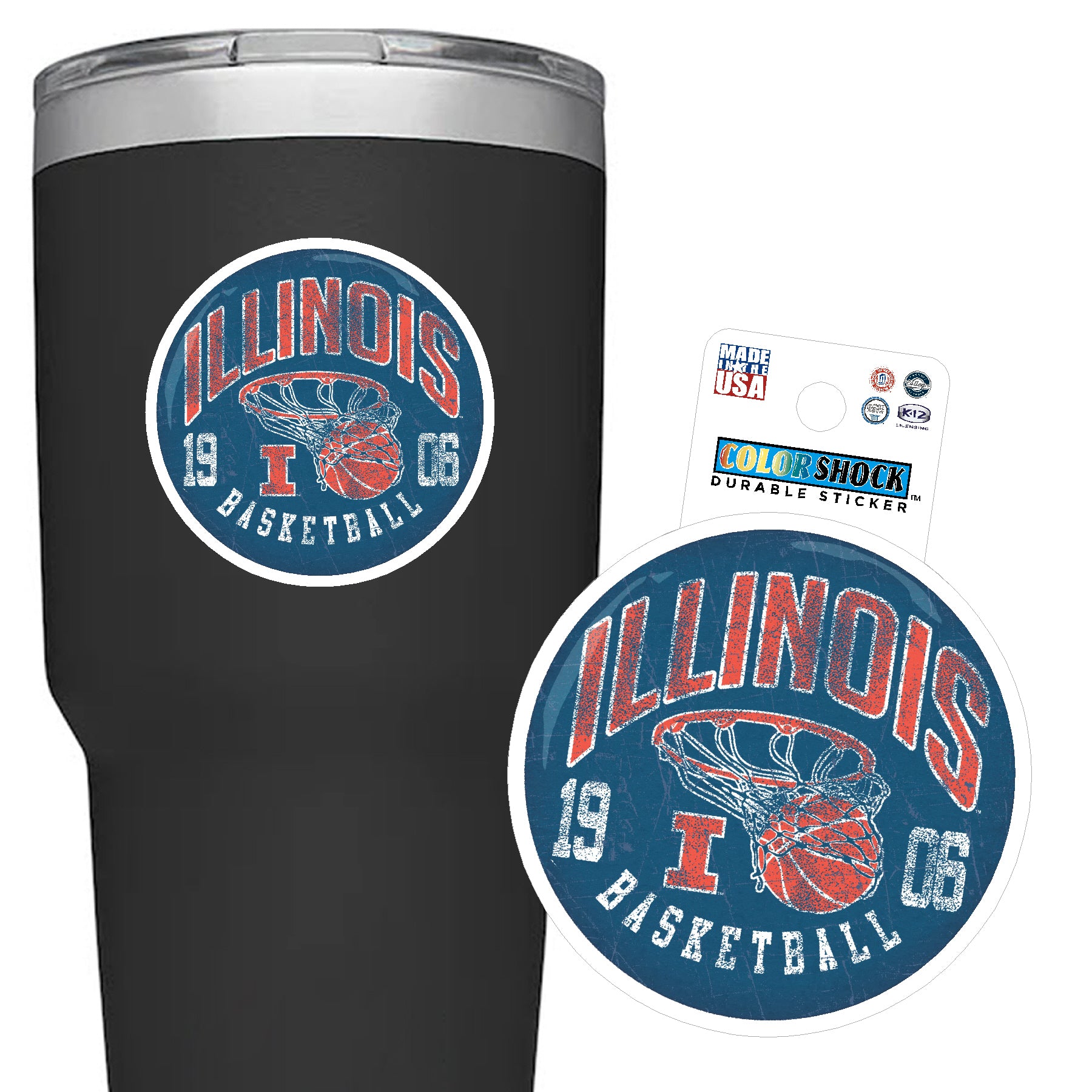 Illinois Fighting Illini Vintage Basketball Decal