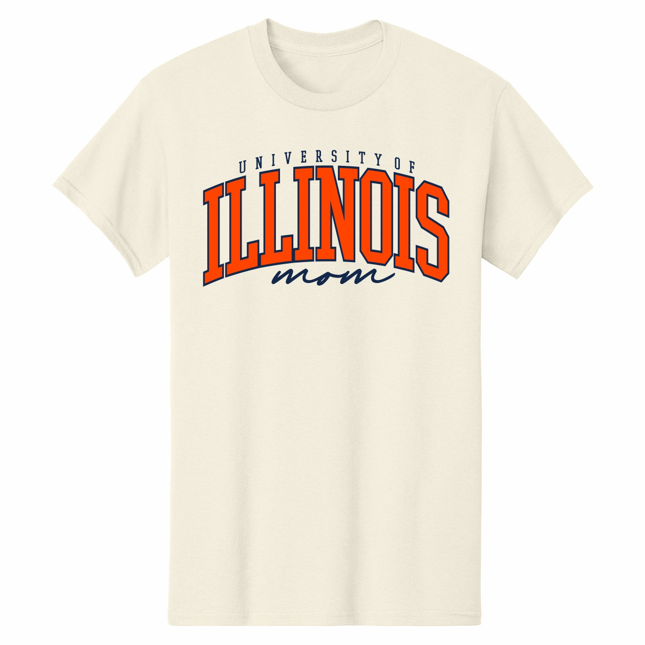 Illinois Mom T-Shirt Tan Script Arch