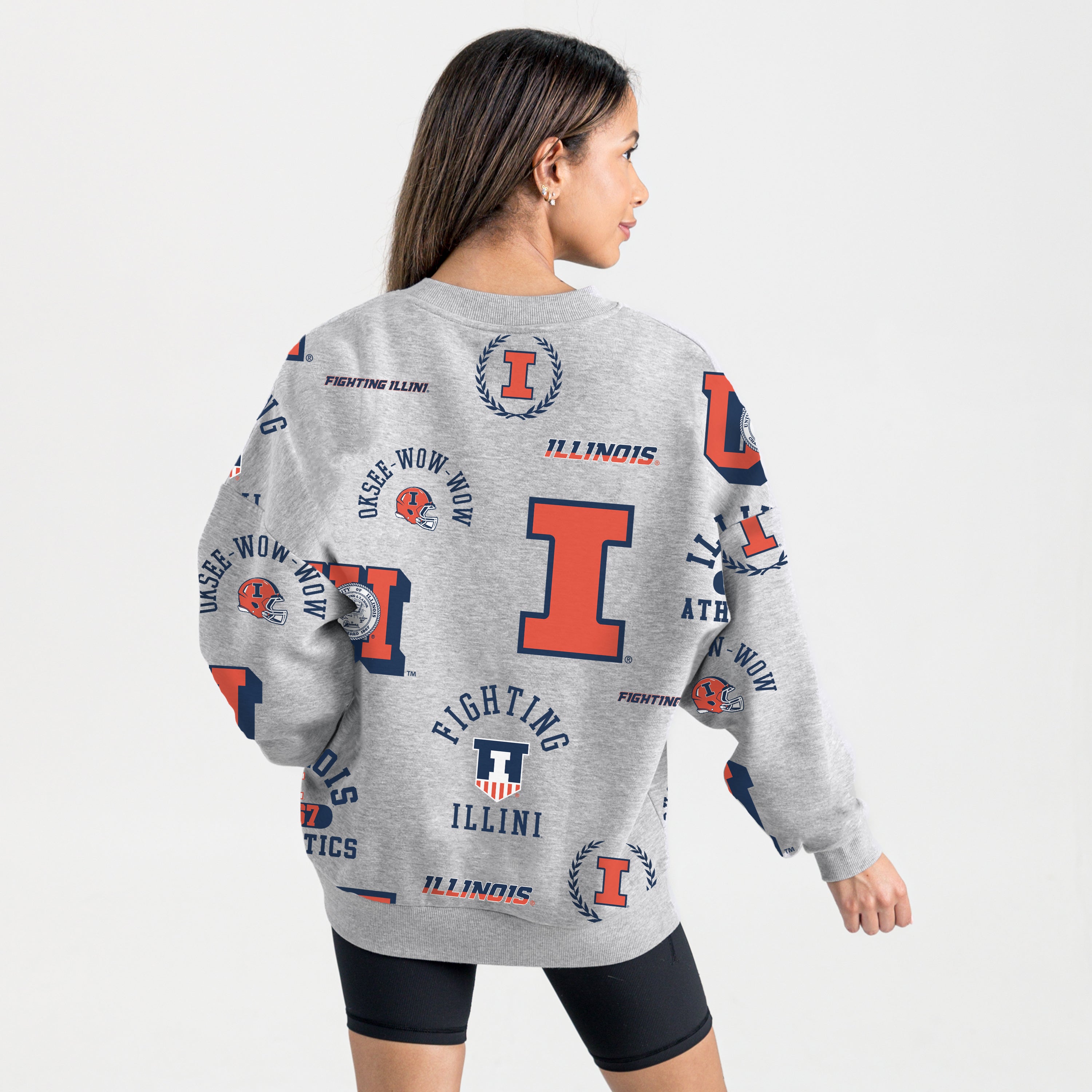 Fighting Illini Grey Repeat Crew Gameday Couture