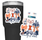 Illinois Sticker Campus Icons Bows Script
