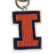 Fighting Illini Block I Beaded Charm Keychain