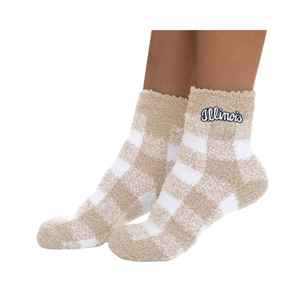 Illinois Fighting Illini Plaid Fuzzy Socks