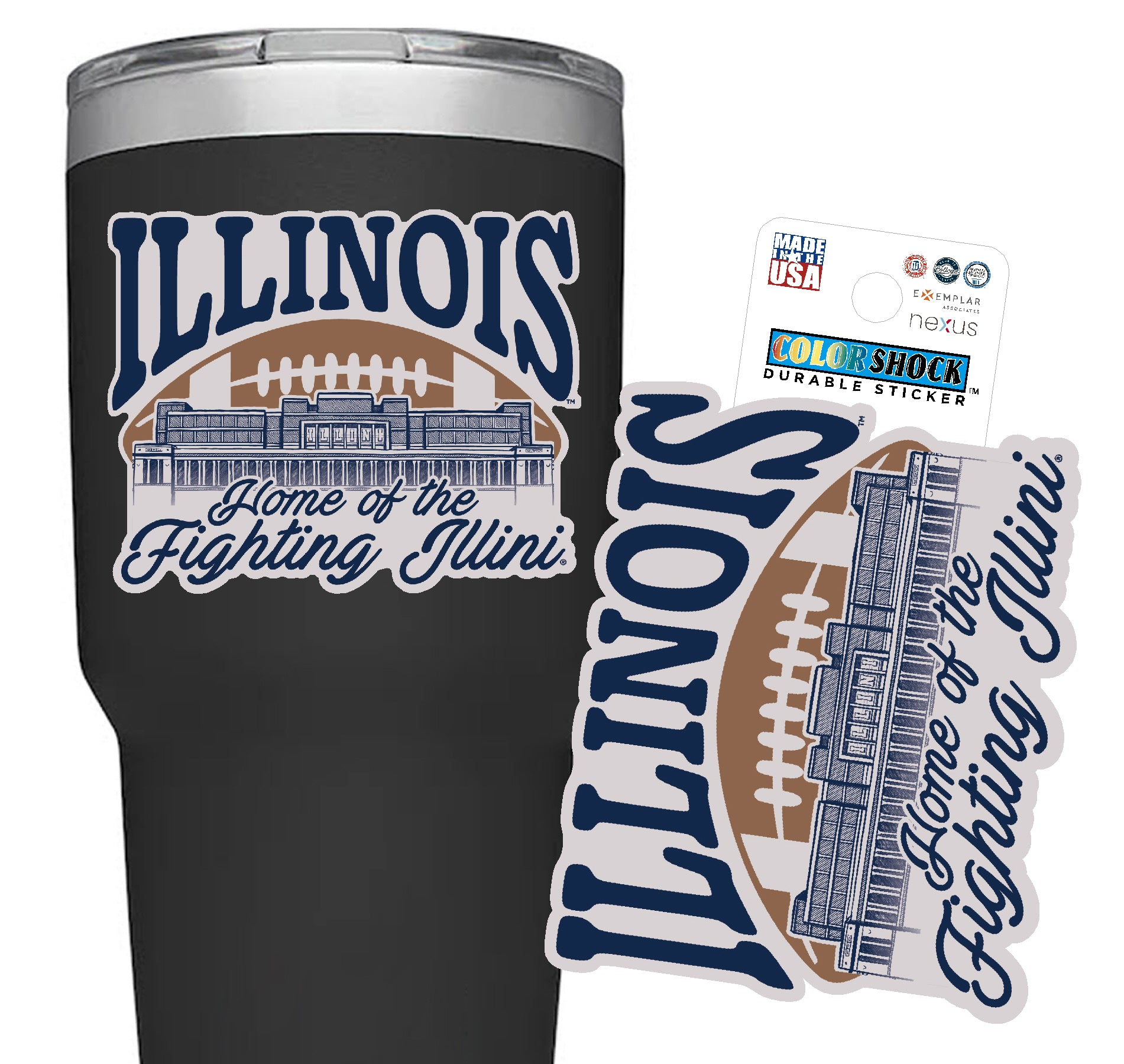 Illinois Football Sticker Memorial Stadium Script