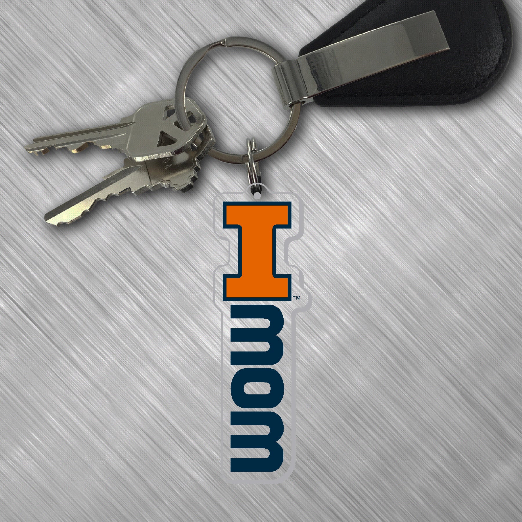 Illinois Keychain Orange/Navy Mom