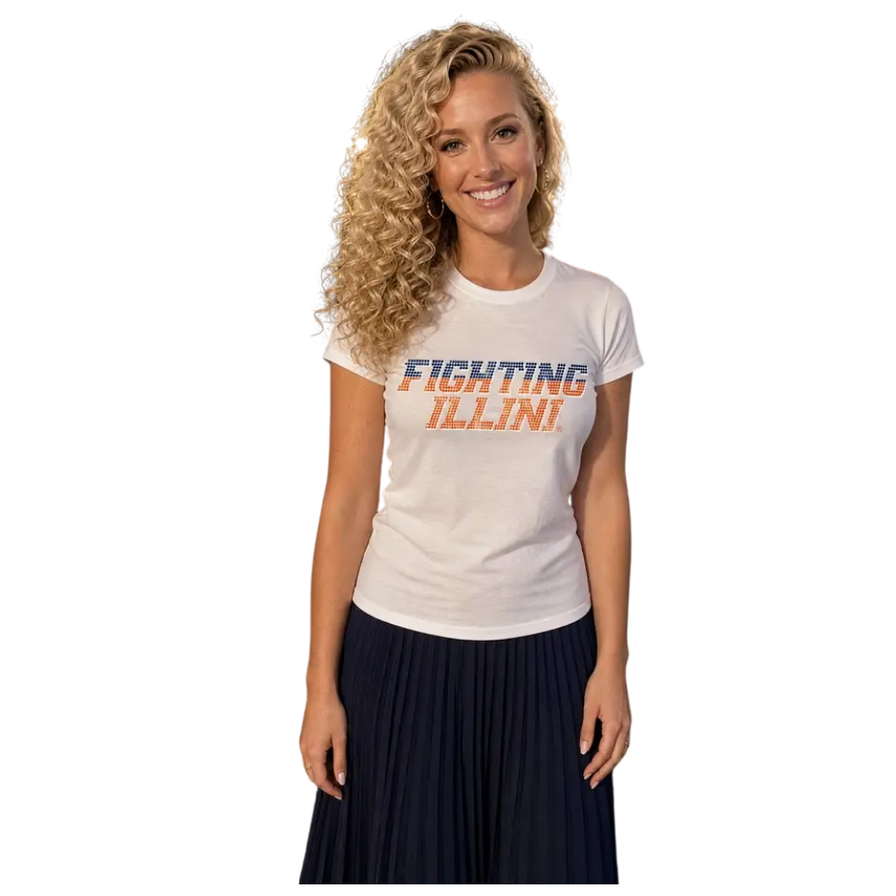 Illinois Fighting Illini Women's Fighting Illini Rhinestone Short Sleeve Tee