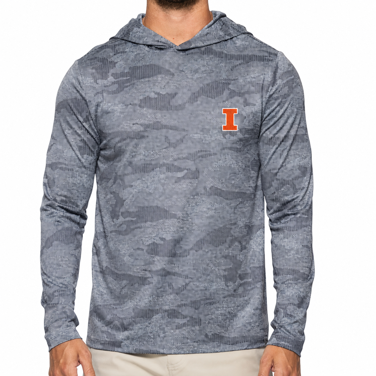 Illinois Flag & Anthem Performance Lightweight Camo Hoodie Tee