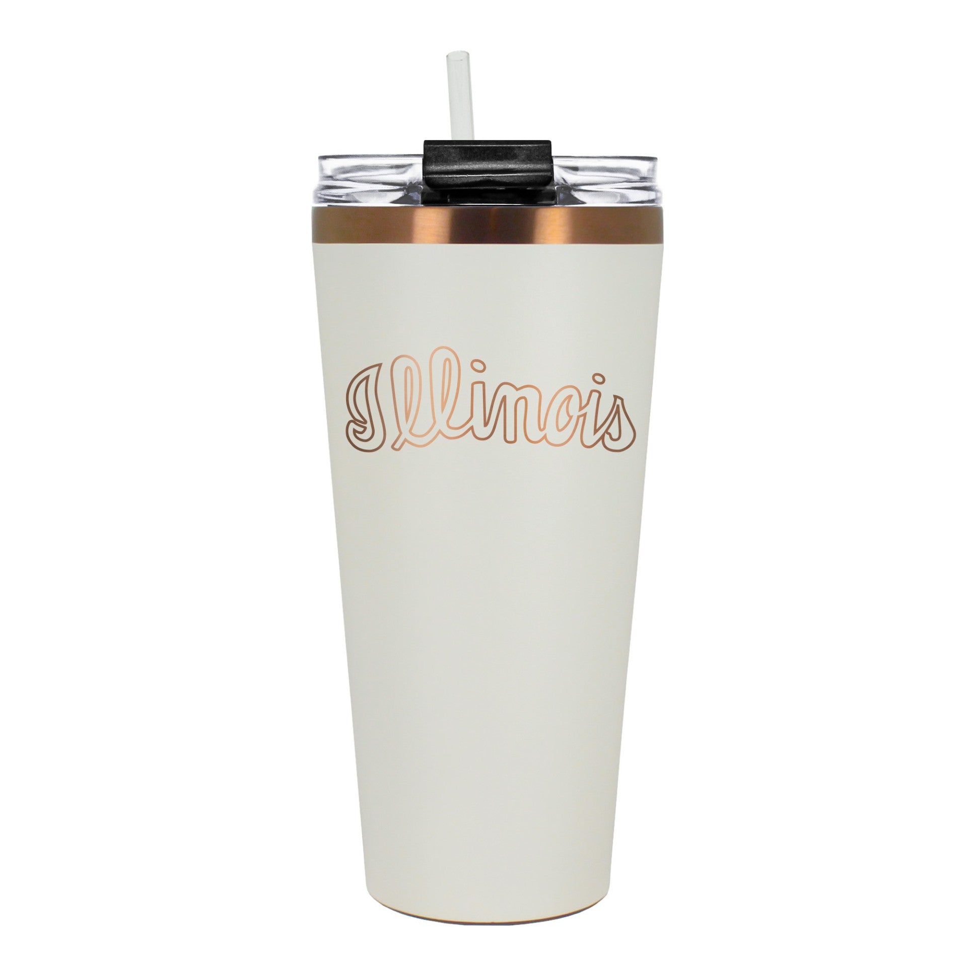 Illinois Tumbler Script Cream & Copper