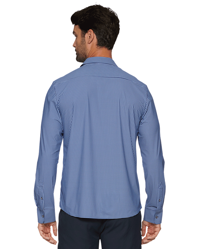 Illinois Flag & Anthem Men's Navy Gingham Button-Up