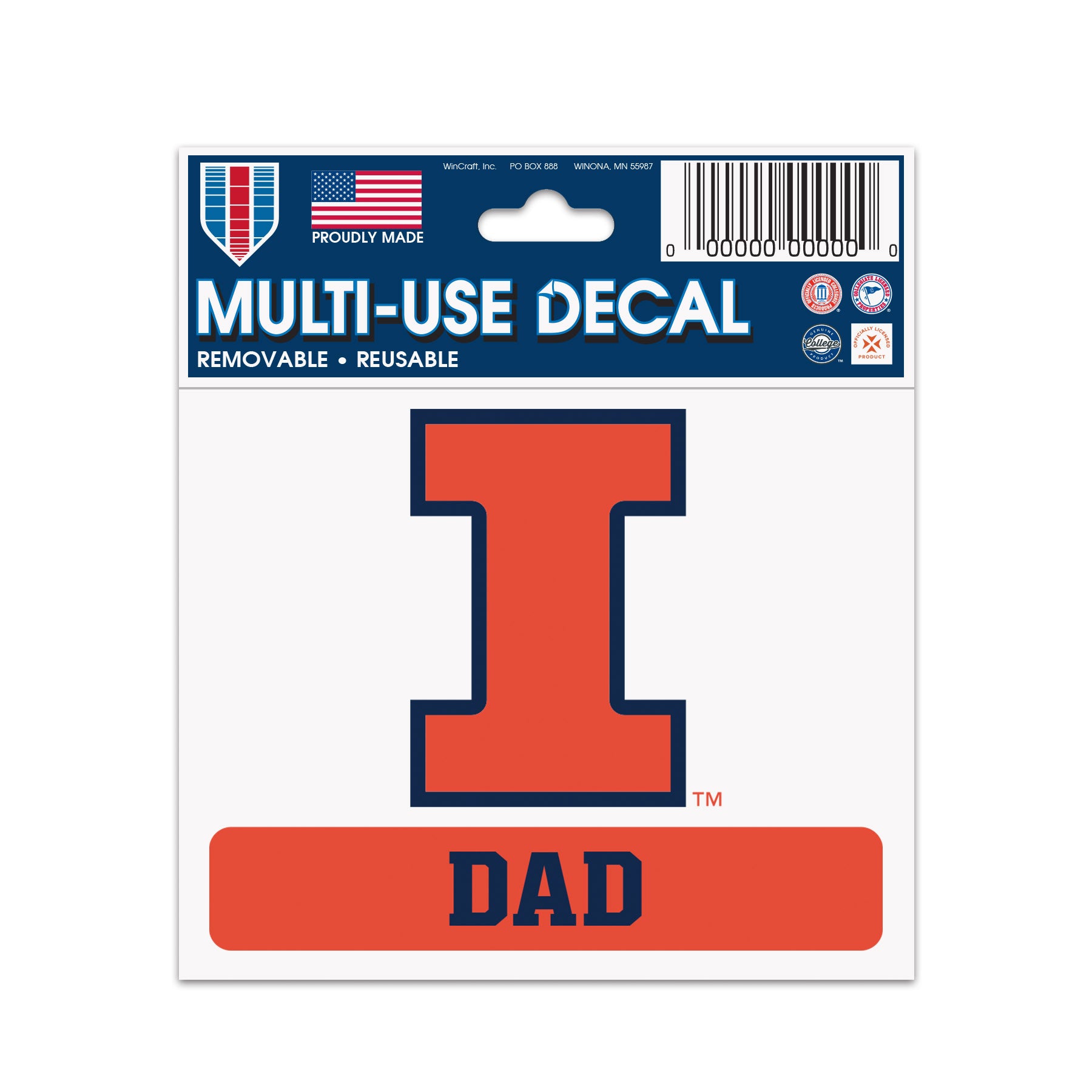 Illinois Fighting Illini Dad Decal
