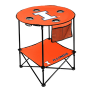 Fighting Illini Orange Round Tailgate Table With Shelf