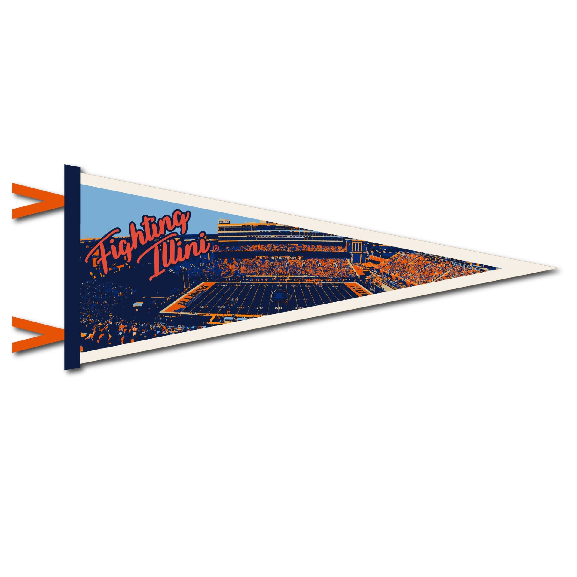 Illinois Football Stadium Pennant 12x30" Cream/Color