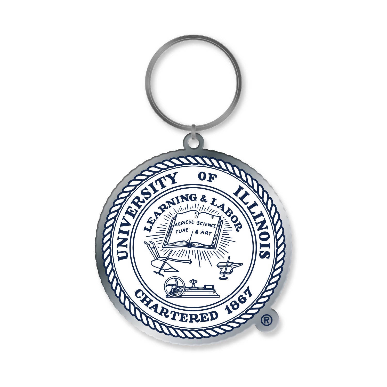 Illinois Keychain Silver University Seal