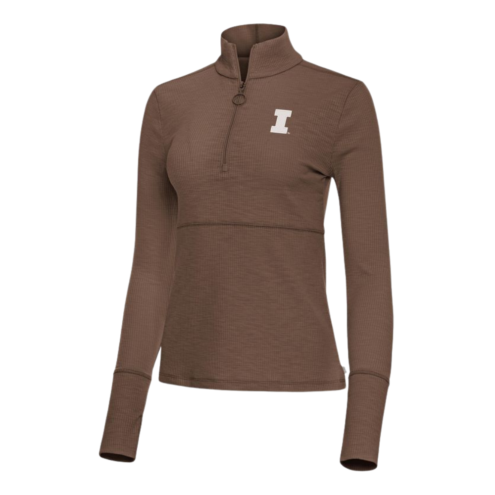 Fighting Illini Women's Taupe Antigua Block I Half Zip