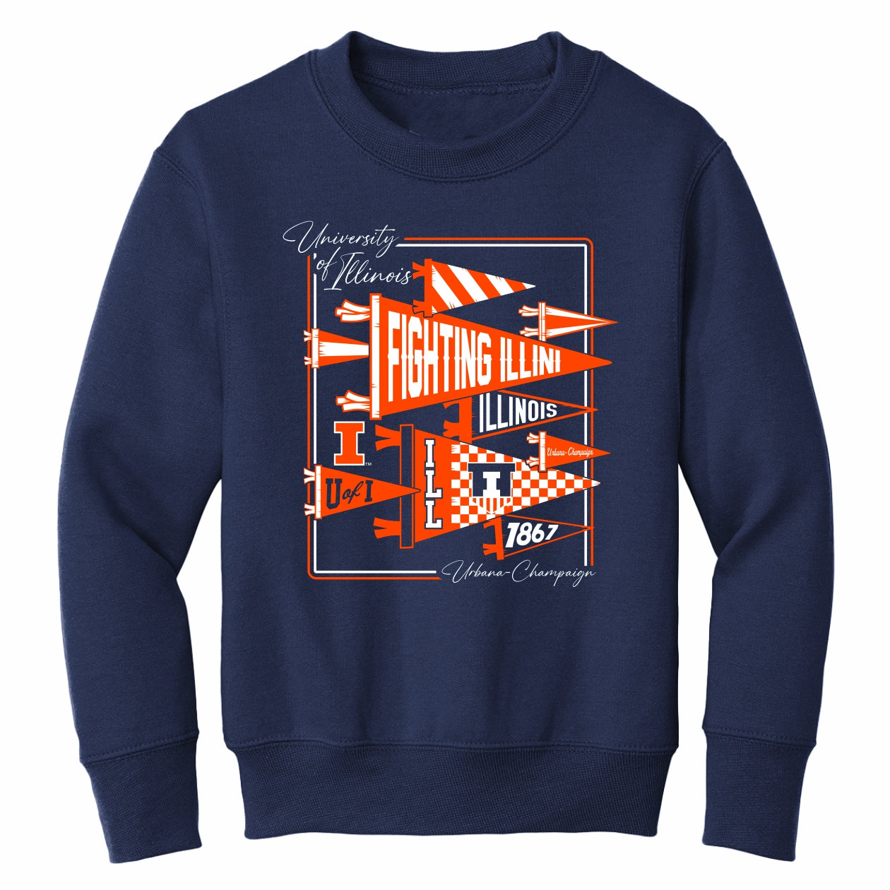 Illinois Kids Sweatshirt Navy Pennant Box