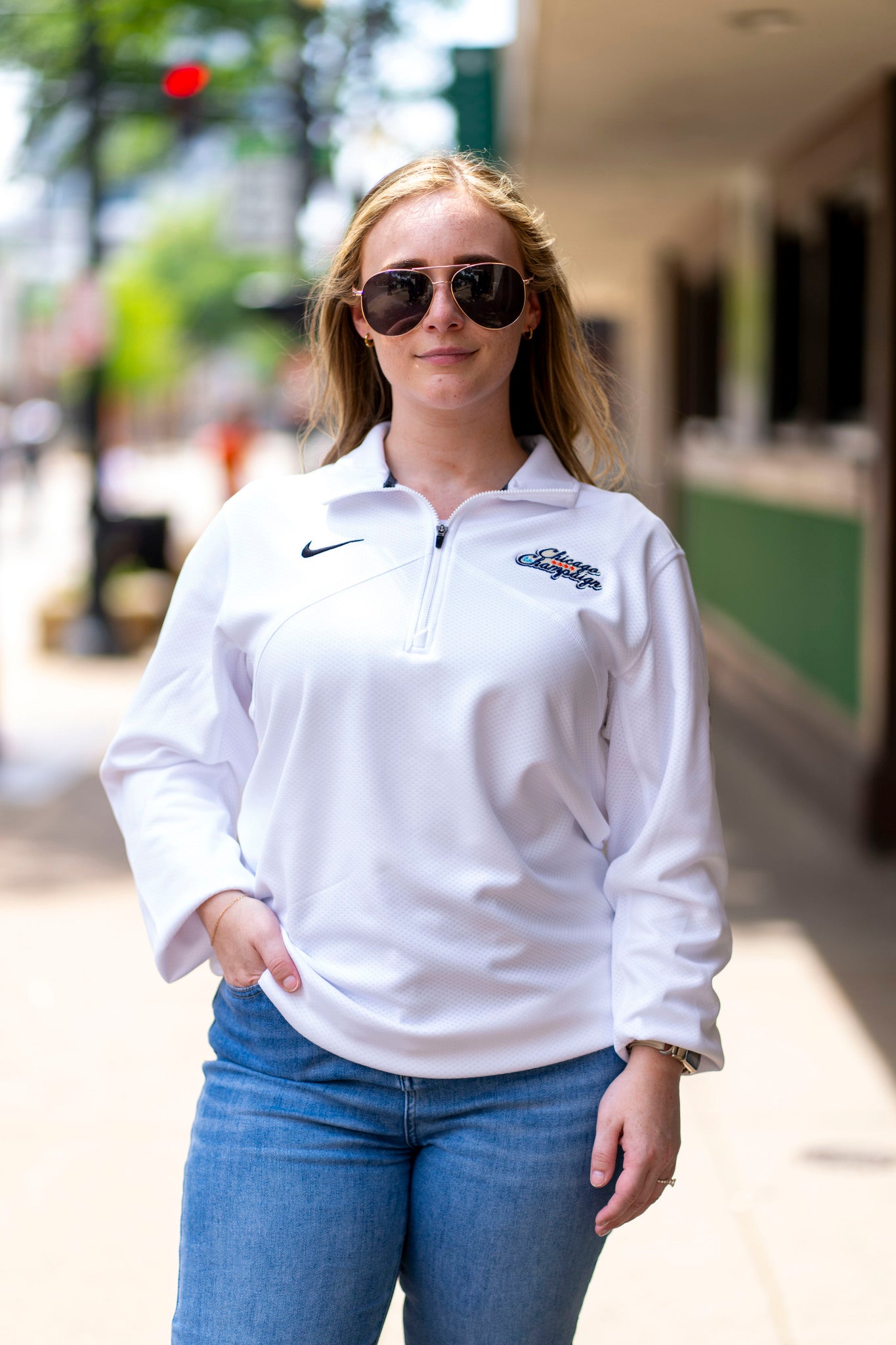 Illinois Quarter-Zip Chicago to Champaign White Nike