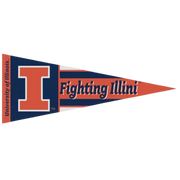 Fighting Illini Block I Cursive Font Multi Color Pennant