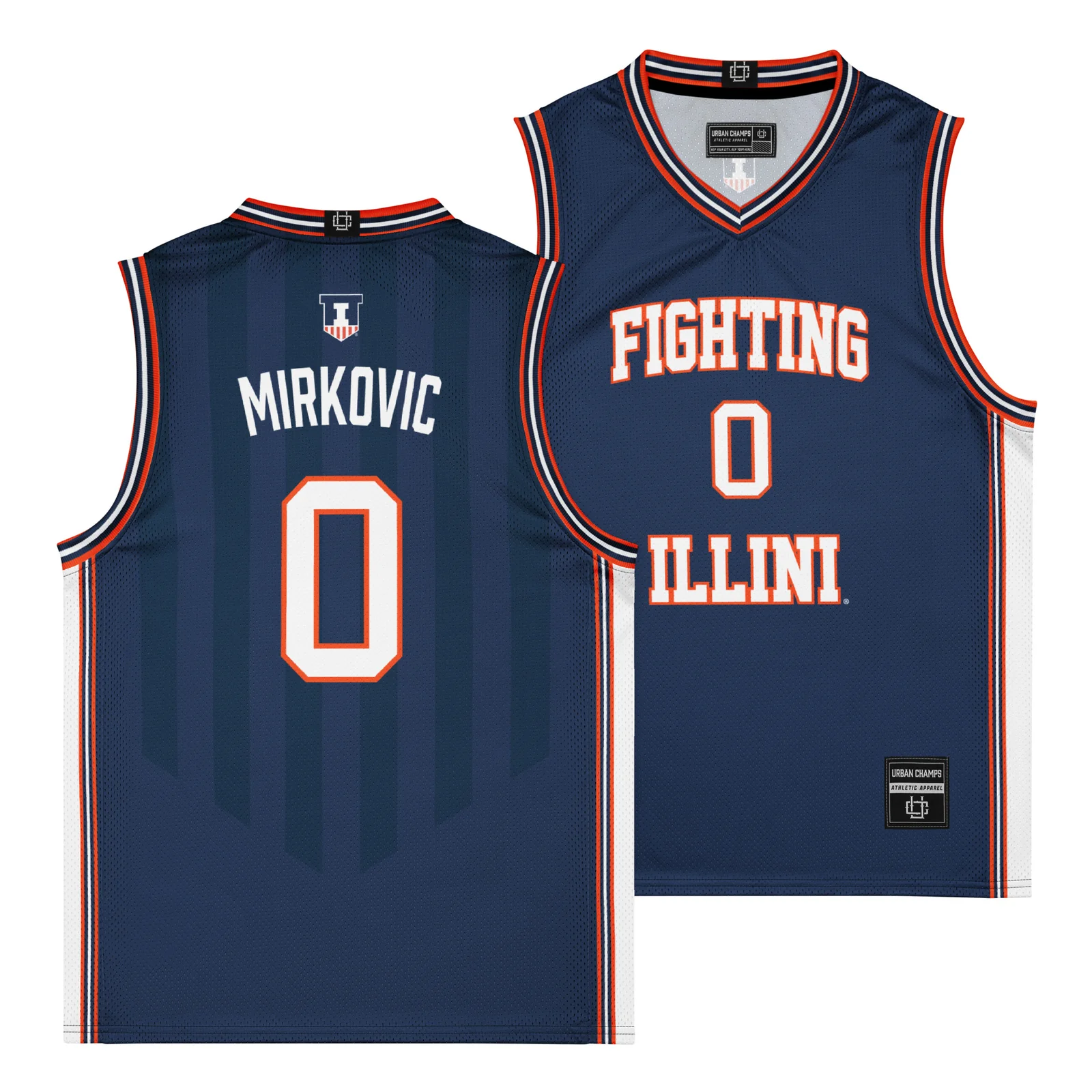 Illinois Fighting Illini NIL Basketball Jersey Navy Youth #0 Mirkovic