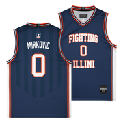 Illinois Fighting Illini NIL Basketball Jersey Navy Youth #0 Mirkovic
