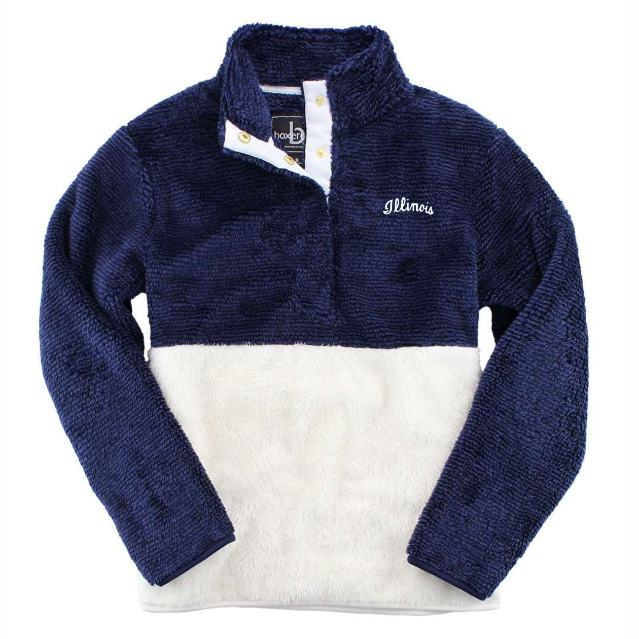 Illinois Women's Jacket Navy/White Half-Snap Sherpa