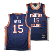 Illinois Fighting Illini NIL Basketball Jersey Navy Youth #15 Davis