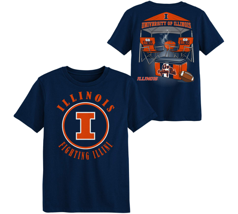 Fighting Illini Youth Front & Back Navy Tailgate T-Shirt