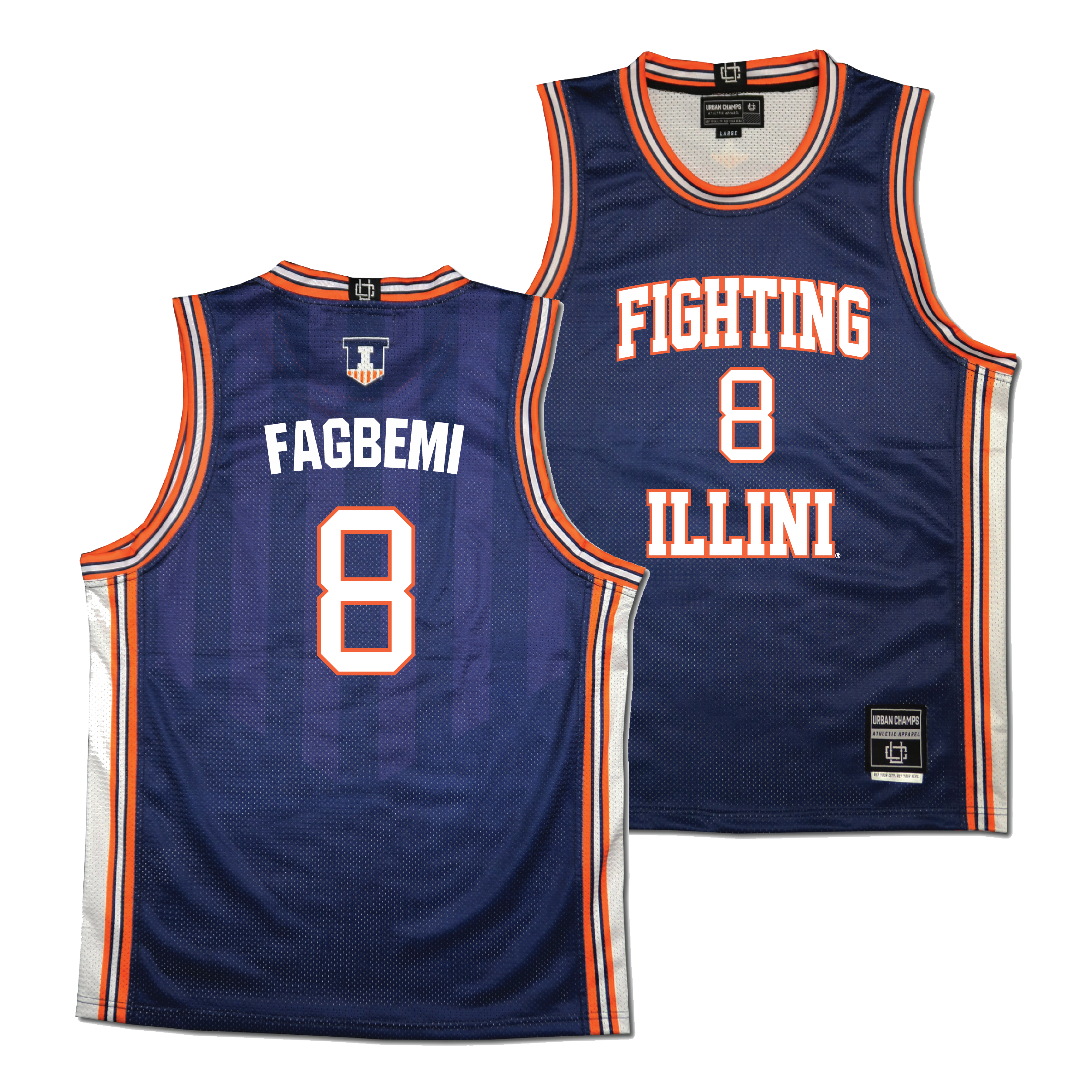 Illinois Fighting Illini NIL Basketball Jersey Navy #8 Fagbemi