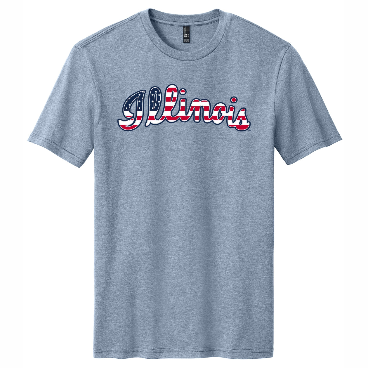 Illinois Patriotic Script T-Shirt Faded Blue