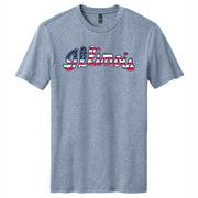 Illinois Patriotic Script T-Shirt Faded Blue
